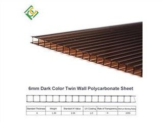 China Custom 6mm Bronze Doppelwandige Polycarbonatplatte